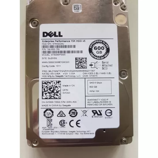 Refurbished Dell 600GB 15K RPM 6G 2.5 Inch SAS W-G176J 1MJ200-150 0V5300