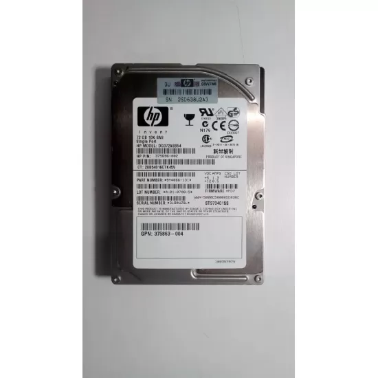 Refurbished HP 72GB 10K RPM 3G 2.5 Inch SAS HDD DG072A8B54 375696-002