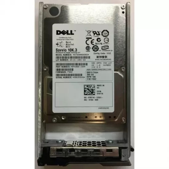 Refurbished Dell 300GB HDD 10K RPM 6G 2.5 Inch SAS Internal Hard Disk 9FK066-150 6SE2K4D5