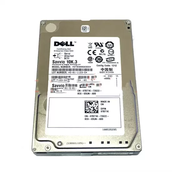 Refurbished Dell 300gb 10k rpm 6g 2.5 inch sas hard disk ST9300603SS 9FK066-150 0T871K