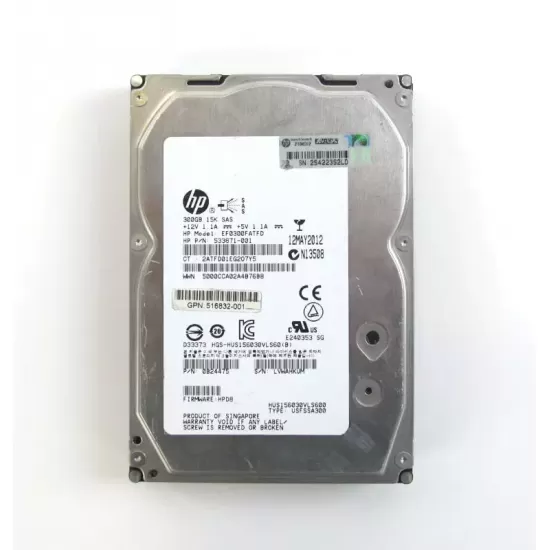 Refurbished HP 300GB 15K RPM 3G DP 3.5 Inch SAS HDD 0B24475 533871-001 516832-002