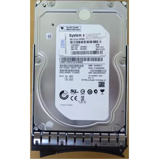 Refurbished IBM 4tb 7.2k rpm 6g 3.5 Inch SATA Hard Disk Drive 49Y6002 49Y6006 49Y6003